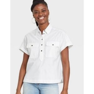 Universal Thread Dolman Short Sleeve Utility shirt White Size XS